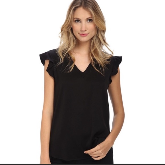 kate spade Tops - Kate Spade Satin Crepe Flutter Sleeve Top XS
